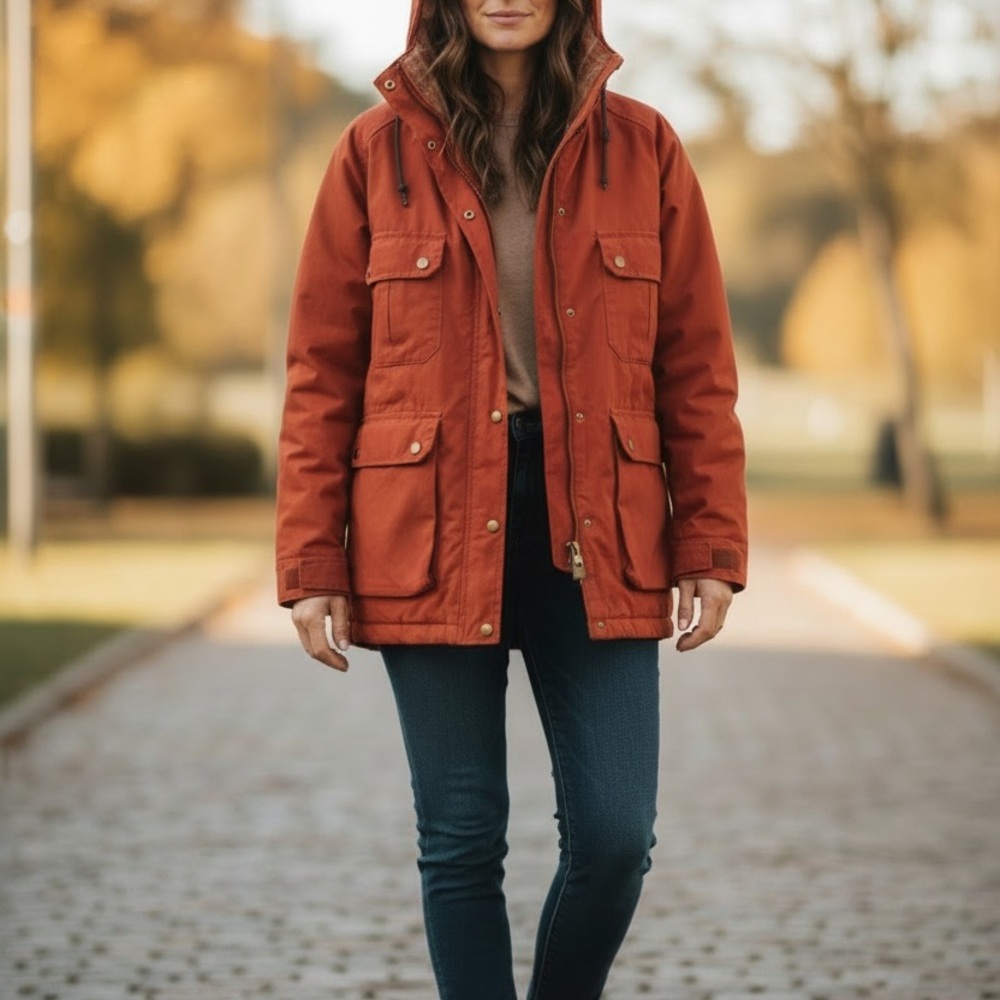 Women's Burnt Orange Hooded Jacket